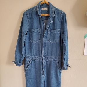 VEUC Madewell Denim Zip-Front Coverall Jumpsuit, sz M
